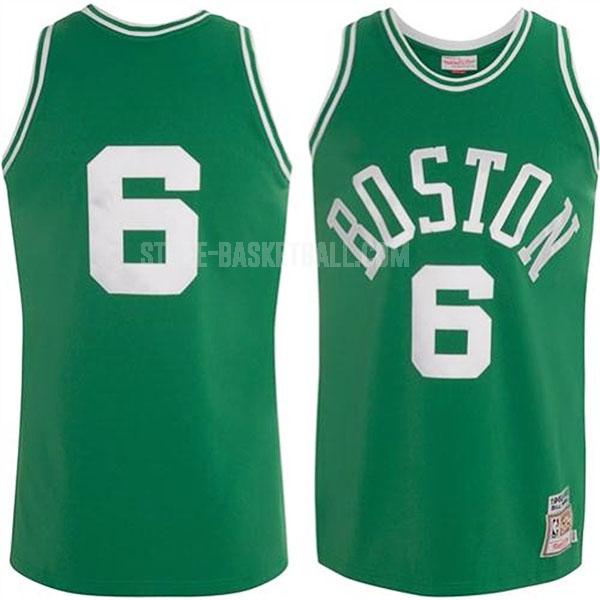 1962-63 boston celtics bill russell 6 green authentic men's replica jersey
