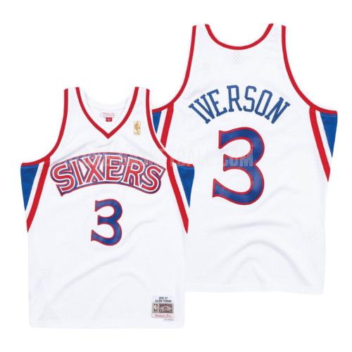 1996-97 philadelphia 76ers allen iverson 3 white hardwood classics men's replica jersey