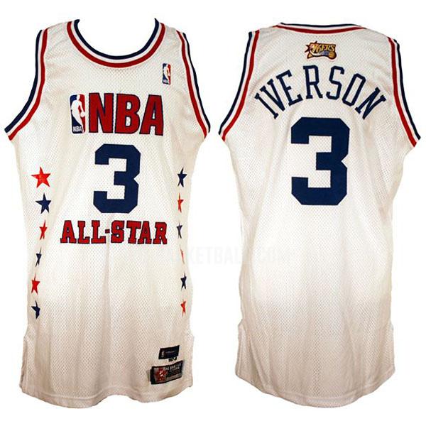 2003 philadelphia 76ers allen iverson 3 white nba all-star men's replica jersey