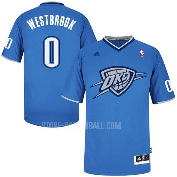 2013 oklahoma city thunder russell westbrook 0 blue christmas day men's replica jersey