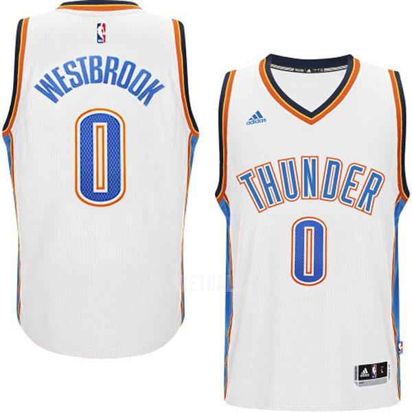 2014-15 oklahoma city thunder russell westbrook 0 white home men's replica jersey