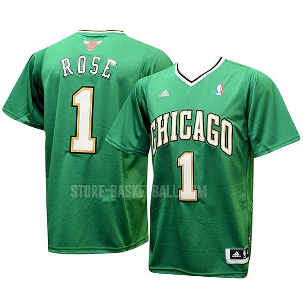2014 chicago bulls derrick rose 1 green patricks day men's replica jersey