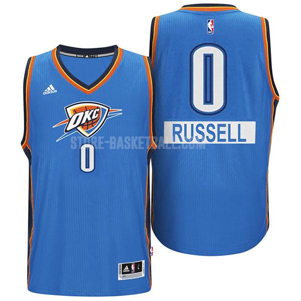 2014 oklahoma city thunder russell westbrook 0 blue christmas day men's replica jersey
