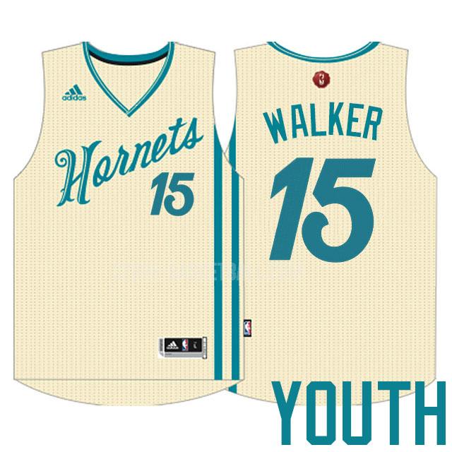 2015 charlotte hornets kemba walker 15 cream color christmas youth replica jersey