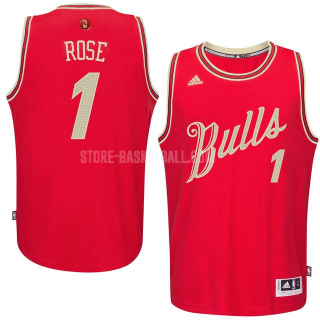 2015 chicago bulls derrick rose 1 red christmas men's replica jersey
