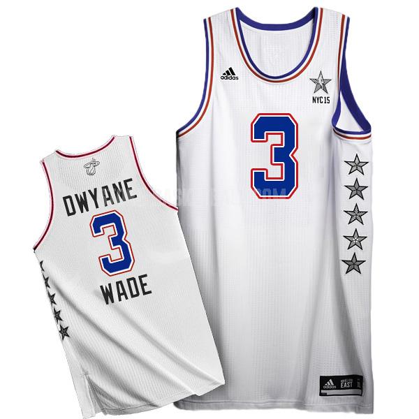 2015 miami heat dwyane wade 3 white nba all-star men's replica jersey
