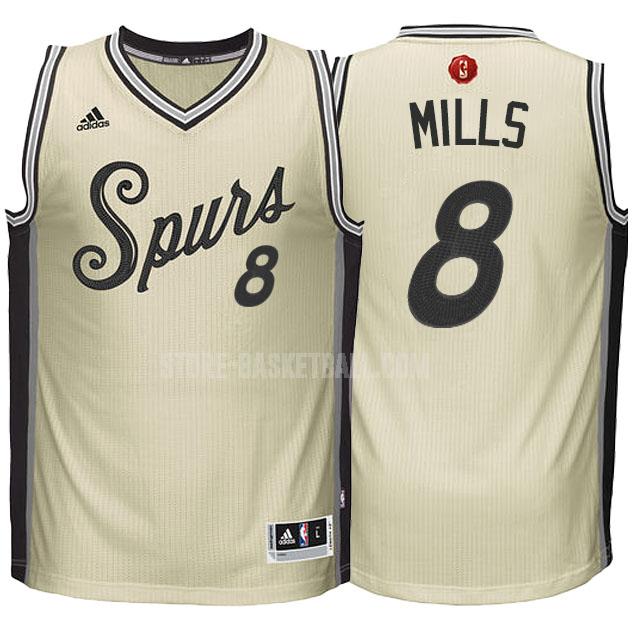 2015 san antonio spurs patty mills 8 cream color christmas men's replica jersey