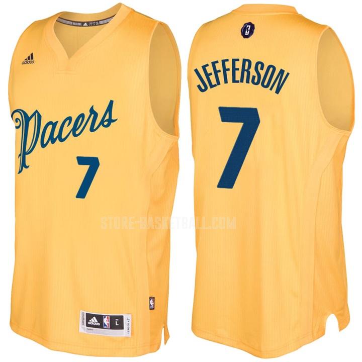 2016-17 indiana pacers al jefferson 7 yellow christmas day men's replica jersey