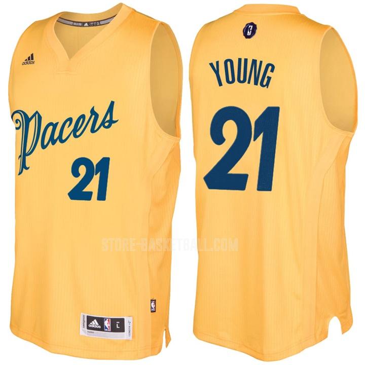 2016-17 indiana pacers thaddeus young 21 yellow christmas day men's replica jersey