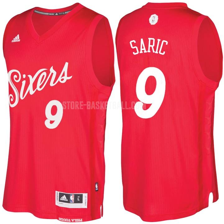 2016-17 philadelphia 76ers dario saric 9 red christmas day men's replica jersey