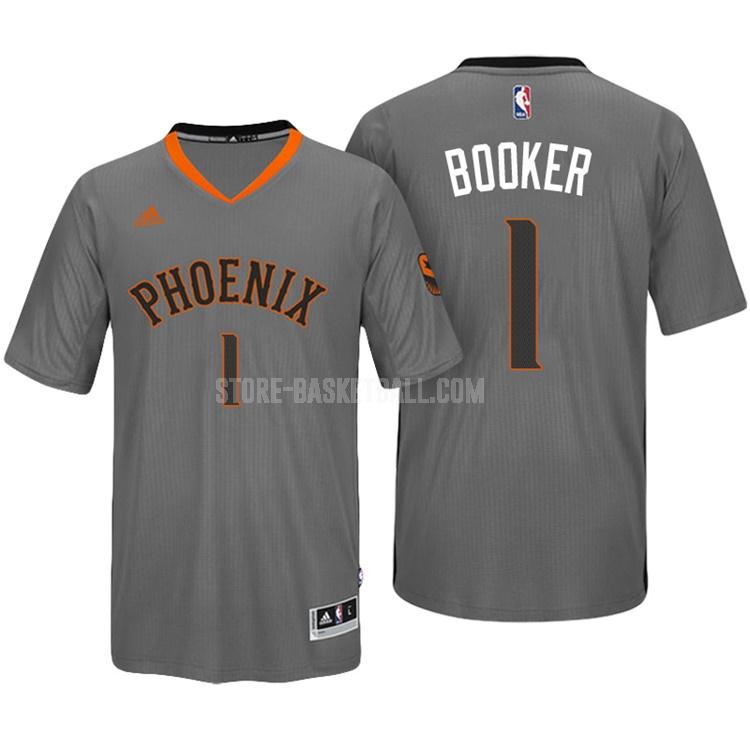 2016-17 phoenix suns devin booker 1 gray short sleeve men's replica jersey