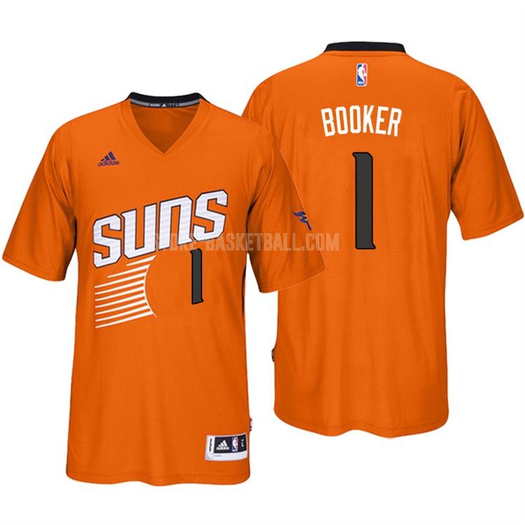2016-17 phoenix suns devin booker 1 orange short sleeve men's replica jersey