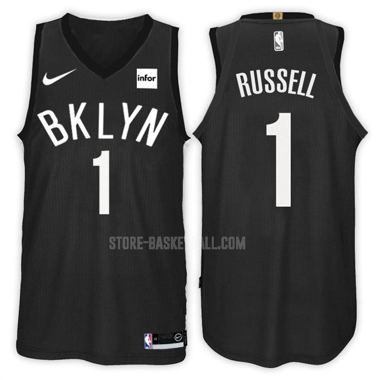 2017-18 brooklyn nets d'angelo russell 1 black statement men's replica jersey