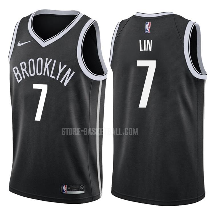 2017-18 brooklyn nets jeremy lin 7 black icon men's replica jersey
