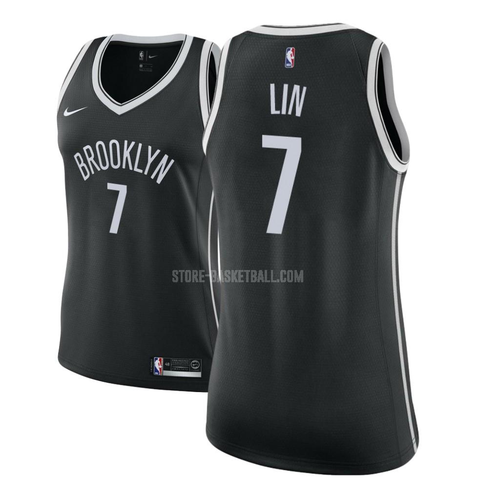 2017-18 brooklyn nets jeremy lin 7 black icon women's replica jersey