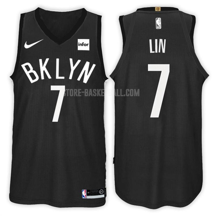 2017-18 brooklyn nets jeremy lin 7 black statement men's replica jersey