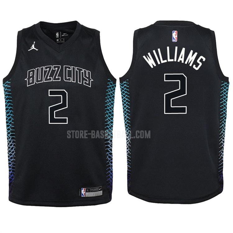 2017-18 charlotte hornets marvin williams 2 black city edition youth replica jersey