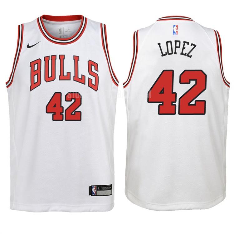 2017-18 chicago bulls robin lopez 42 white association youth replica jersey
