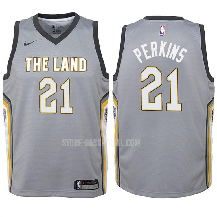 2017-18 cleveland cavaliers kendrick perkins 21 gray city edition youth replica jersey