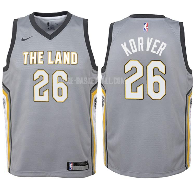 2017-18 cleveland cavaliers kyle korver 26 gray city edition youth replica jersey