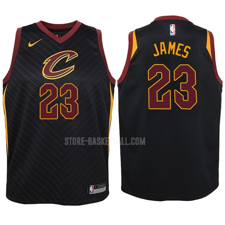 2017-18 cleveland cavaliers lebron james 23 black statement youth replica jersey