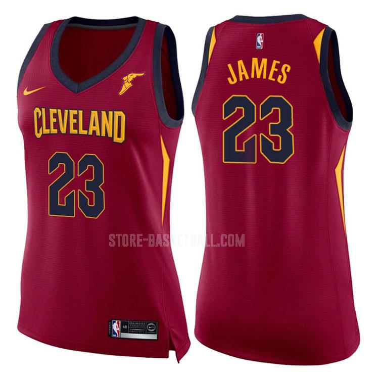 2017-18 cleveland cavaliers lebron james 23 red icon women's replica jersey