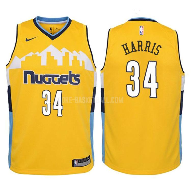 2017-18 denver nuggets devin harris 34 yellow statement youth replica jersey