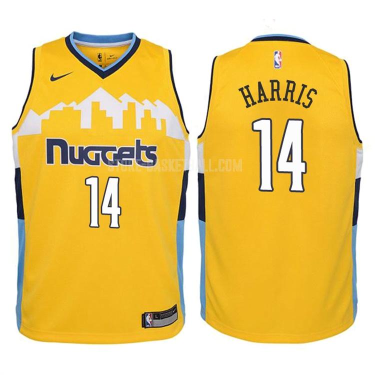 2017-18 denver nuggets gary harris 14 yellow statement youth replica jersey