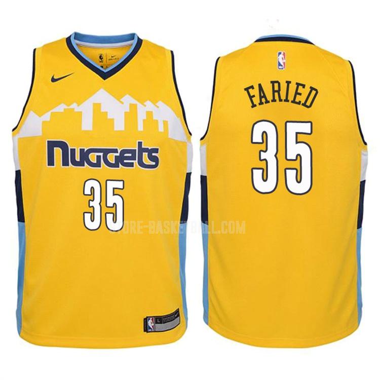 2017-18 denver nuggets kenneth faried 35 yellow statement youth replica jersey