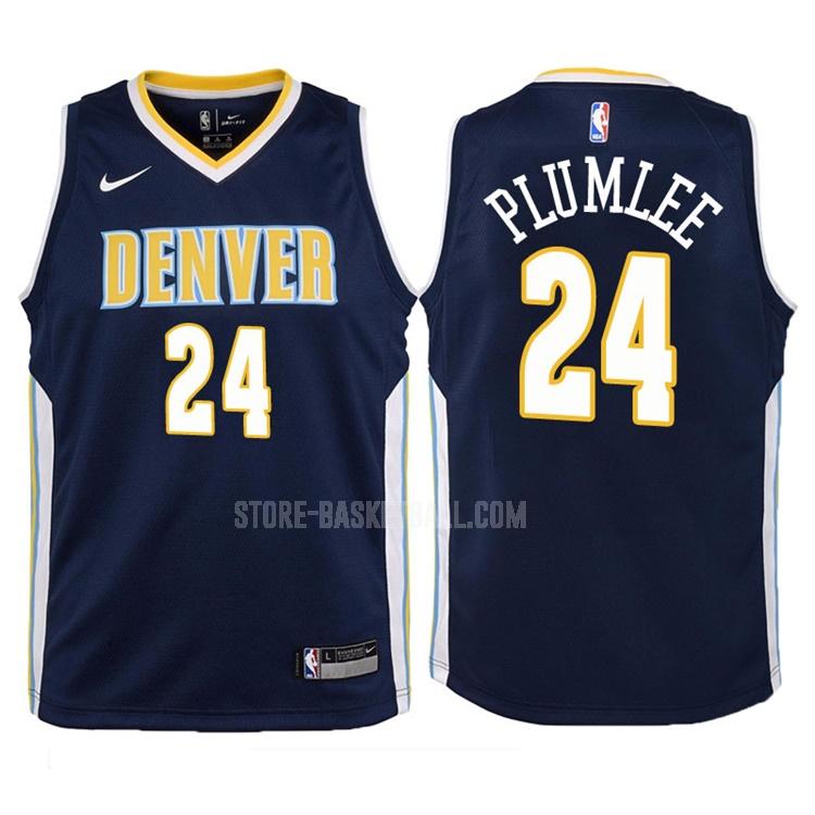 2017-18 denver nuggets mason plumlee 24 navy icon youth replica jersey
