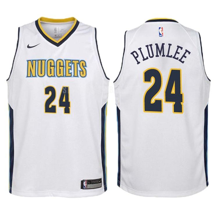 2017-18 denver nuggets mason plumlee 24 white association youth replica jersey