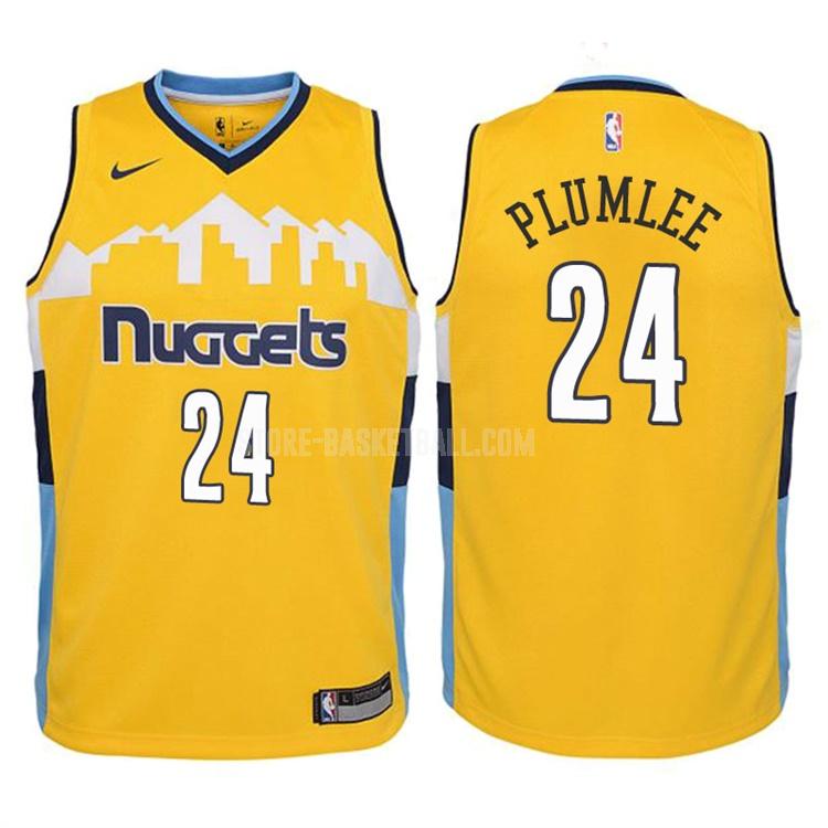 2017-18 denver nuggets mason plumlee 24 yellow statement youth replica jersey