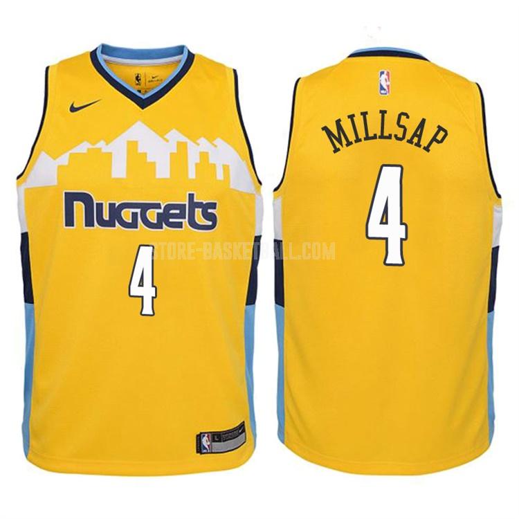 2017-18 denver nuggets paul millsap 4 yellow statement youth replica jersey
