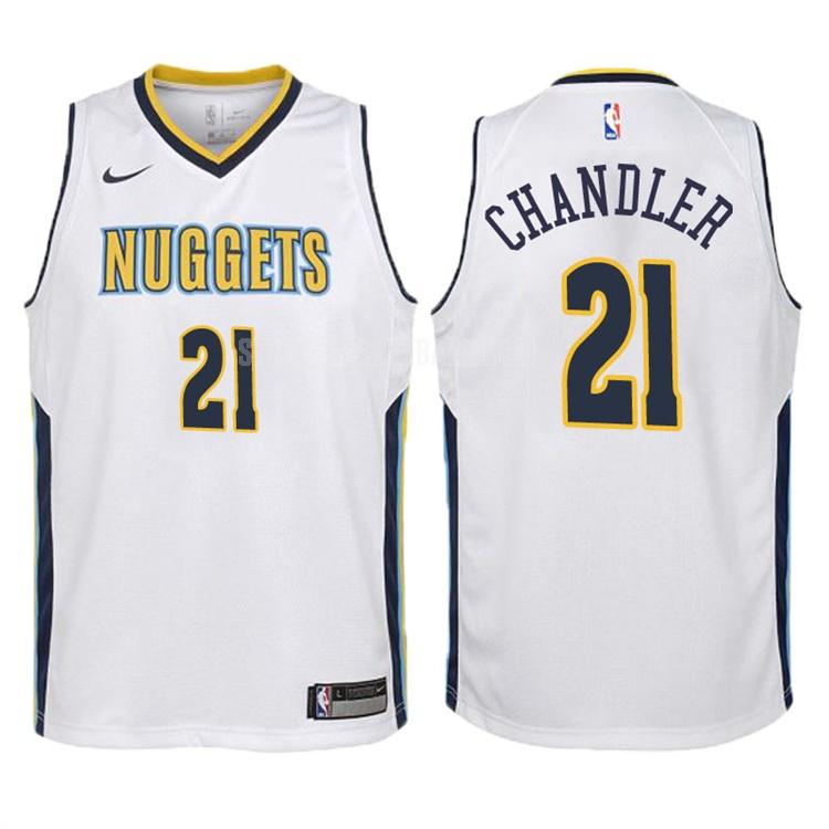 2017-18 denver nuggets wilson chandler 21 white association youth replica jersey