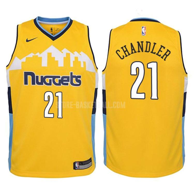 2017-18 denver nuggets wilson chandler 21 yellow statement youth replica jersey
