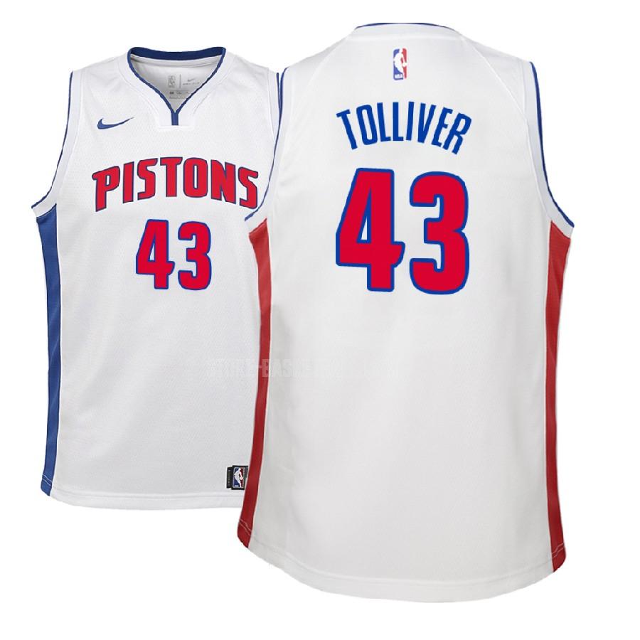 2017-18 detroit pistons anthony tolliver 43 white association youth replica jersey