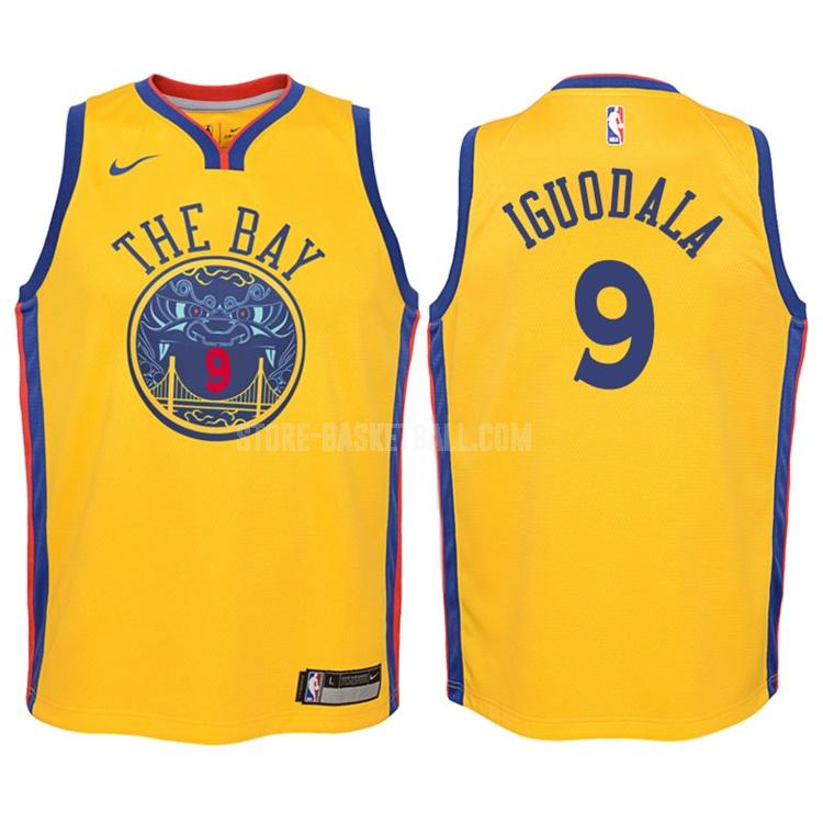 2017-18 golden state warriors andre iguodala 9 yellow city edition youth replica jersey