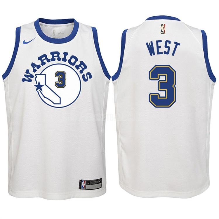 2017-18 golden state warriors david west 3 white classic edition youth replica jersey