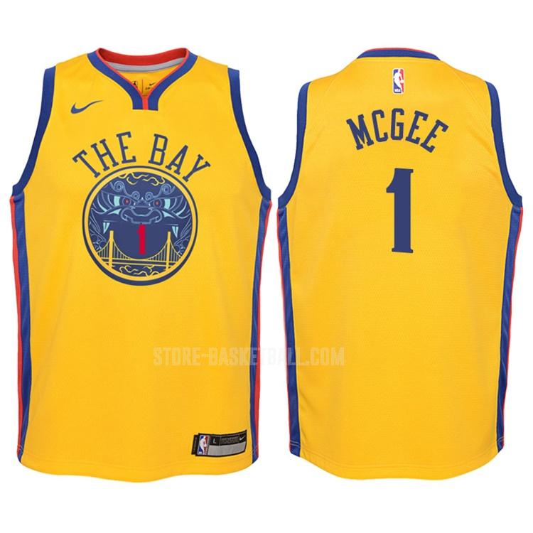 2017-18 golden state warriors javale mcgee 1 yellow city edition youth replica jersey
