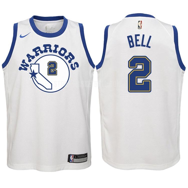 2017-18 golden state warriors jordan bell 2 white classic edition youth replica jersey