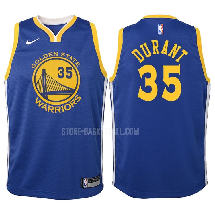 2017-18 golden state warriors kevin durant 35 blue icon youth replica jersey
