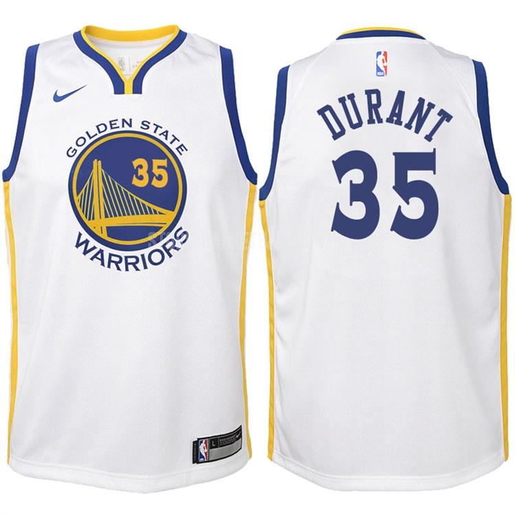 2017-18 golden state warriors kevin durant 35 white association youth replica jersey