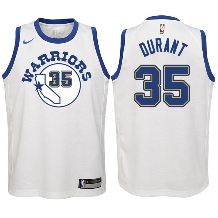 2017-18 golden state warriors kevin durant 35 white classic edition youth replica jersey