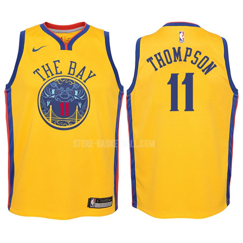 2017-18 golden state warriors klay thompson 11 yellow city edition youth replica jersey