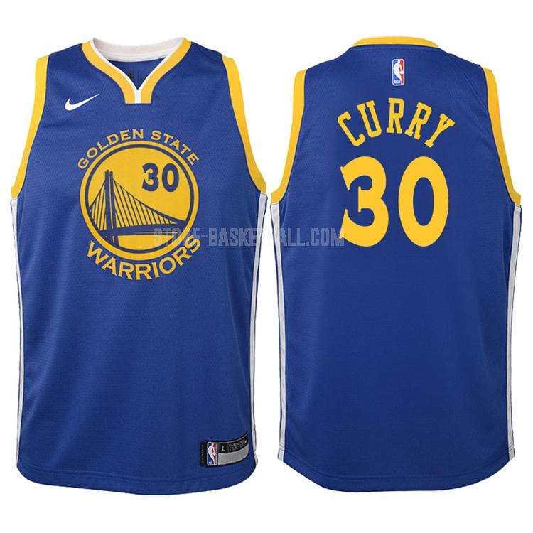 2017-18 golden state warriors stephen curry 30 blue icon youth replica jersey