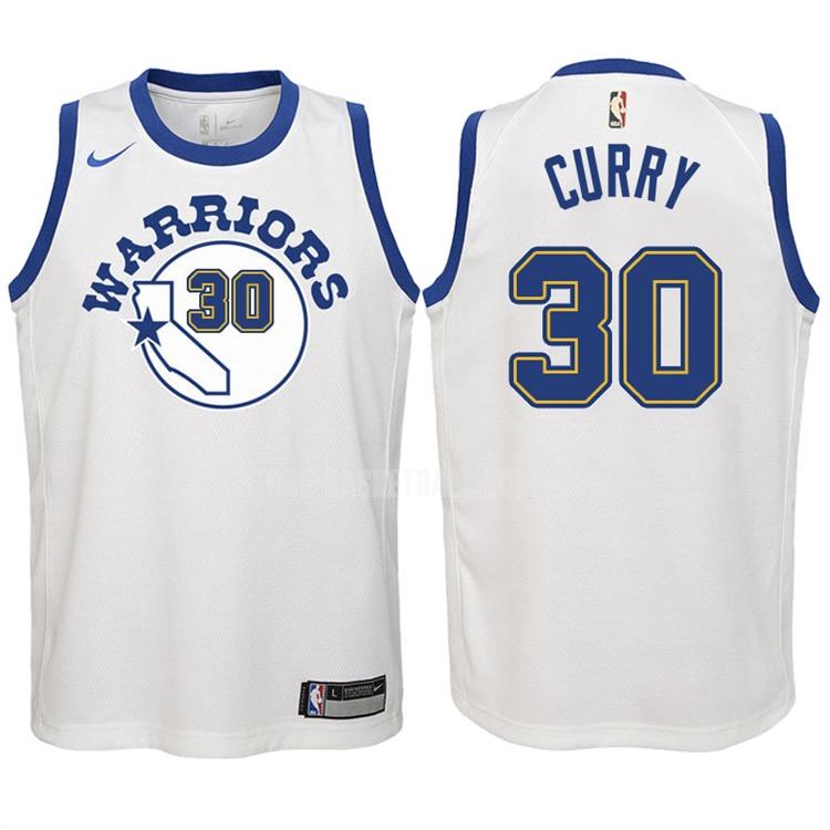 2017-18 golden state warriors stephen curry 30 white classic edition youth replica jersey