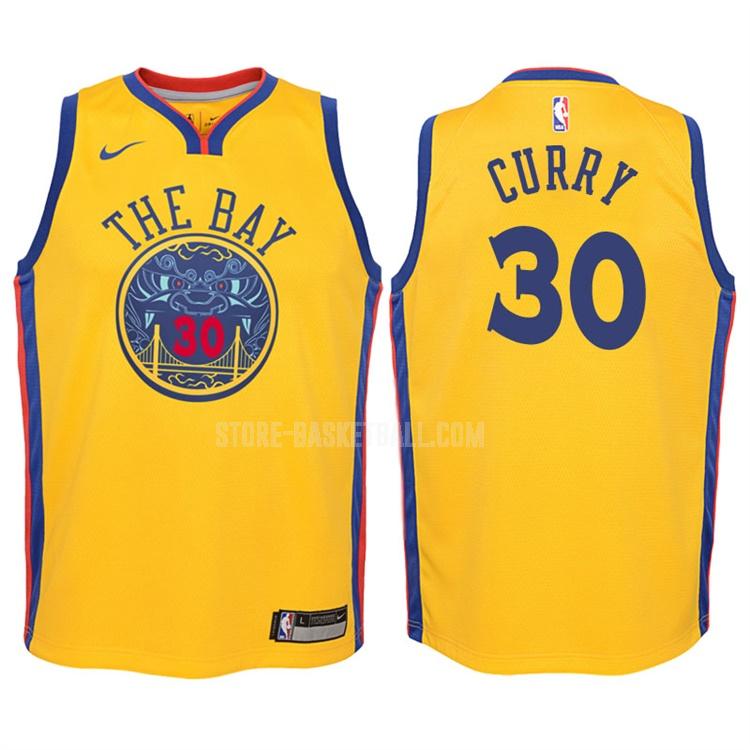 2017-18 golden state warriors stephen curry 30 yellow city edition youth replica jersey