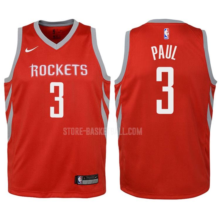 2017-18 houston rockets chris paul 3 red icon youth replica jersey