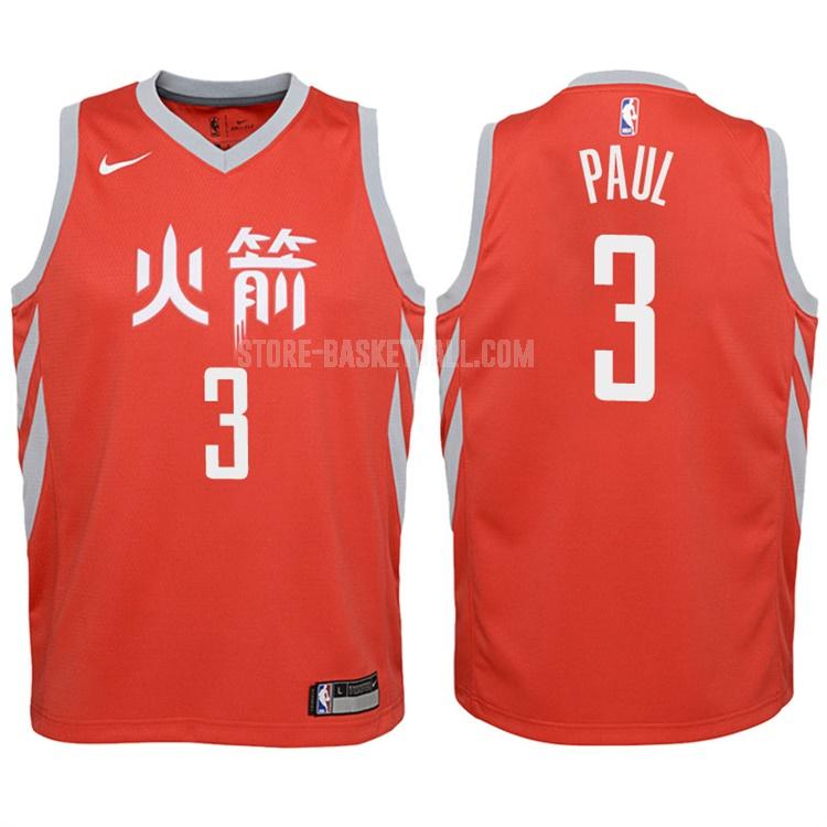 2017-18 houston rockets chris paul 3 red statement youth replica jersey
