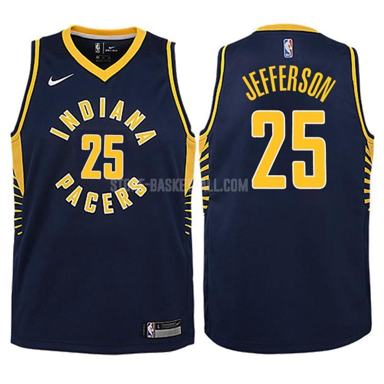 2017-18 indiana pacers al jefferson 25 navy icon youth replica jersey
